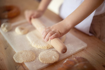 white bread, cupcake, donut, dough, children mold dough
