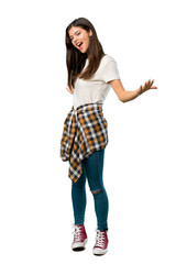 A full-length shot of a Teenager girl with shirt tied to the waist proud and self-satisfied in love yourself concept