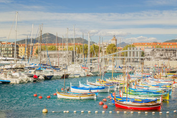 Fototapeta na wymiar Port of Nice at a sunny summer day