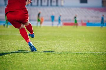 Obraz premium Soccer game moment on professional stadium