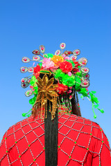 Chinese traditional style yangko folk dance performance headwear, China