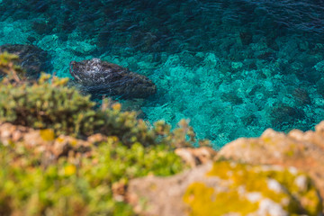 Fantastic blue sea background. Mediterranean Sea, Malta, Europe. Beauty world
