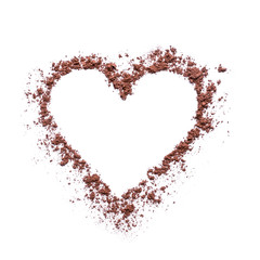 Cocoa powder or coffee in the shape of a heart. Concept- love, recipes, menus, preparation of...