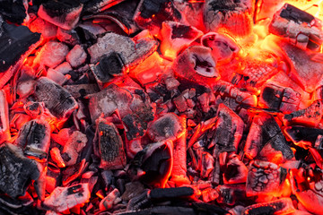 Hot burning charcoal.