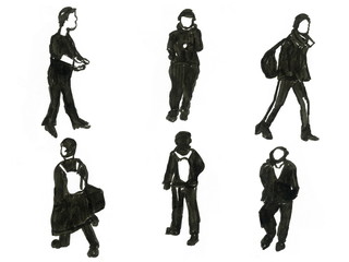 Illustration of different poses of people