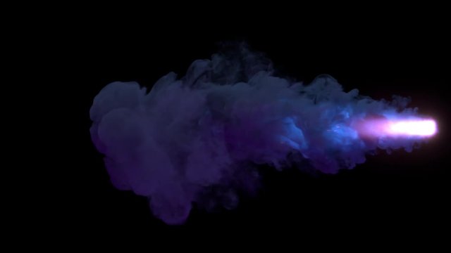 Colored torch fire with sparks and smoke. Separated on pure black background, contains alpha channel.
