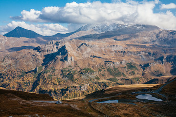 View of mountain with blue sky from Grossglockner High Alpine Road in Austria