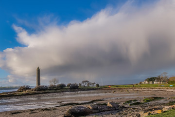 A Heavy Rainfilled Sky, Largs Foreshore and the Pencil Monument Commemorating the Viking Battle of...
