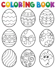 Cercles muraux Pour enfants Coloring book Easter eggs theme 3