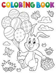 Cercles muraux Pour enfants Livre de coloriage lapin de Pâques sujet 2