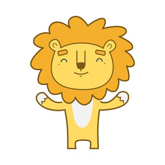 Cute illustration of a lion on white background