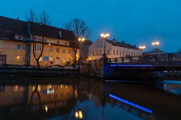 Fototapeta na wymiar Klaipeda city, Lithuania in winter evening.