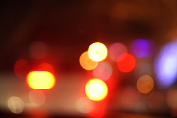 Bokeh balls of city lights at night