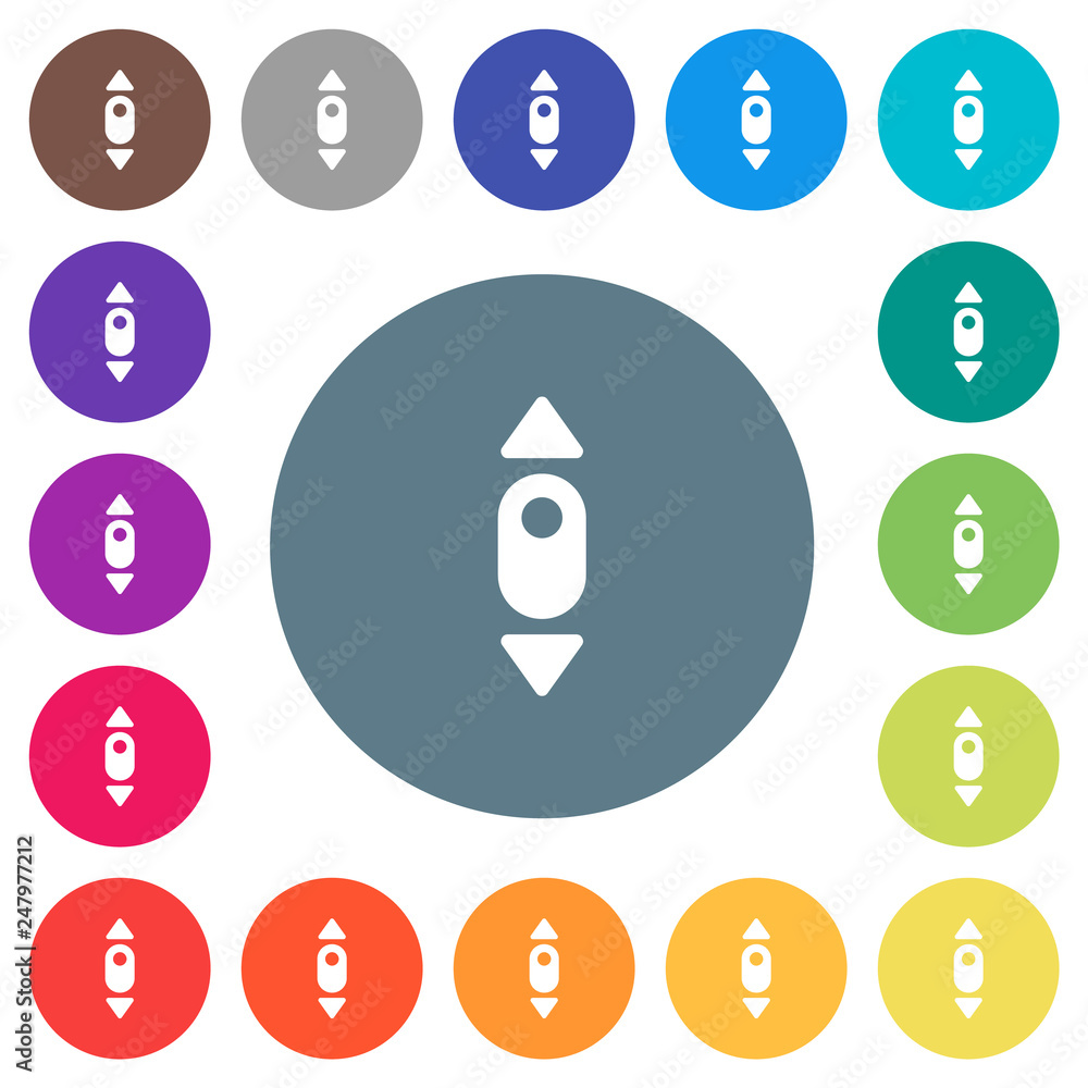 Poster mouse scroll up flat white icons on round color backgrounds