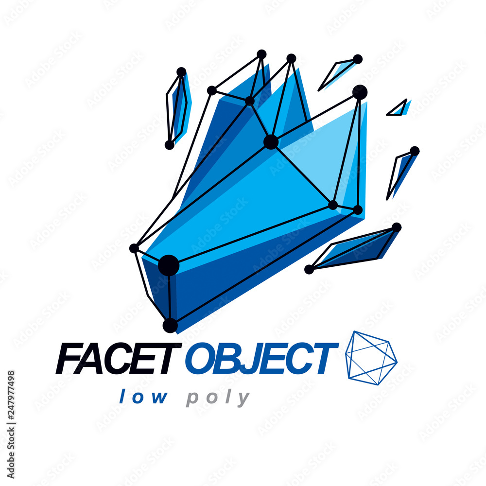 Aufkleber abstract vector 3d geometric low poly object. technology and science conceptual logo.