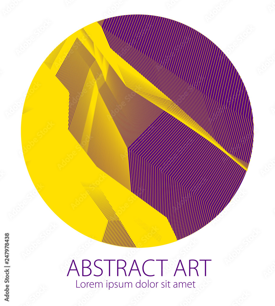 Aufkleber round shape art and design element of beautiful linear surface texture. vector abstract 3d perspecti