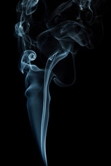 Blue smoke on black background