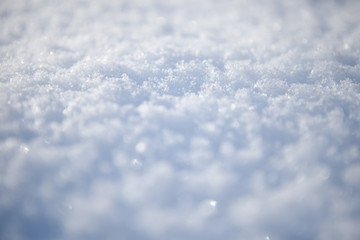 snow structure, close up of snow in the sun with light color and depth of fields