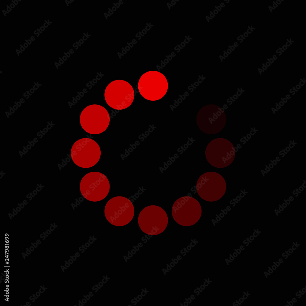 Poster loading circle red on black background. loading circle icon for your web site design, logo, app, ui.