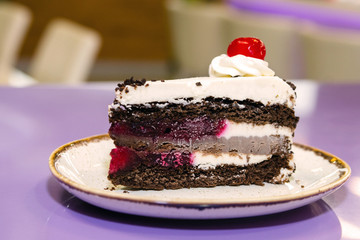 piece of cake on table in plate