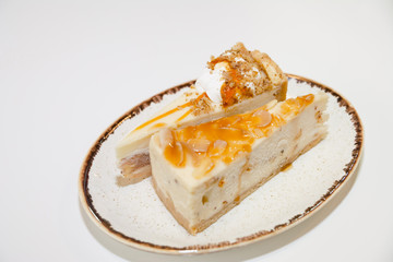 piece of cake on table in plate