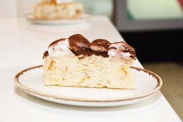 piece of cake on table in plate