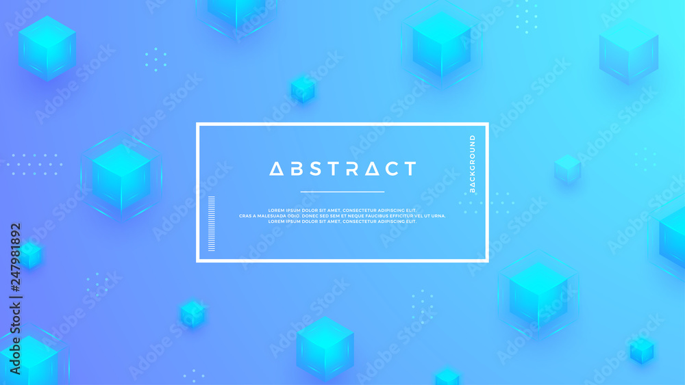 Aufkleber blue background with a combination modern cubes. abstract geometric backgrounds in 3d style.