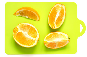 Fresh oranges, Healthy fruits. Juicy orange cut in half to make orange juice for Breakfast.