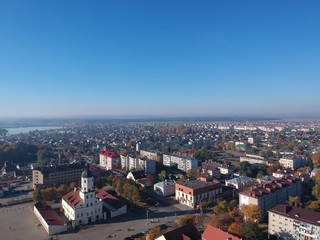 Aerial view of Town Hall in Nesvizh, Minsk Region, Belarus