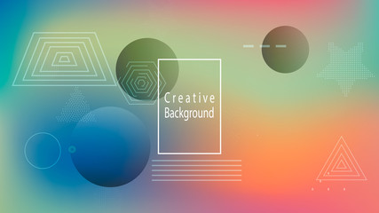 Color geometric gradient, futuristic background. The idea of modern wallpaper design, packaging. Bright color lines, abstract shapes, dots.  Background in minimalist style.