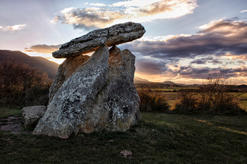 dolmen in salvatierra at sunset