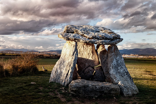 dolmen in salvatierra at sunset