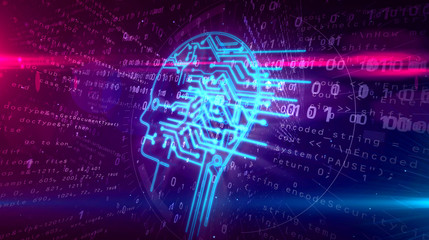 Fototapeta premium Artificial intelligence with cyber head symbol