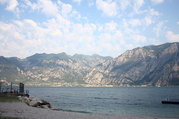 Evening walk. Picturesque lake Garda