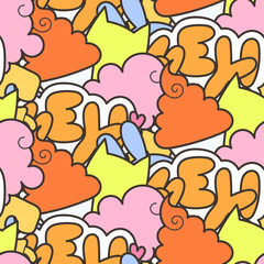 Seamless vector pattern with cute cartoon monsters and beasts. Nice for packaging, wrapping paper, coloring pages, wallpaper, fabric, fashion, home decor, prints etc