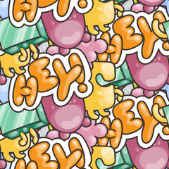 Seamless vector pattern with cute cartoon monsters and beasts. Nice for packaging, wrapping paper, coloring pages, wallpaper, fabric, fashion, home decor, prints etc