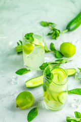 Detox cocktail of cucumber and mojito cocktail
