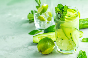 Detox cocktail of cucumber and mojito cocktail