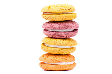 Macaroon on a white background. Close-up.