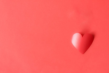 Valentine concept, perfect for card or banner - 3d pink heart on the pink background, selective focus, free copy space