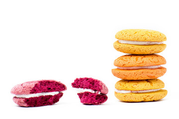 Macaroon on a white background. Close-up.