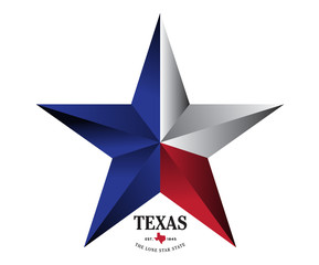 Texas star with nickname The Lone Star State, Vector EPS 10.
