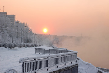 Fototapeta premium winter cityscape embankment
