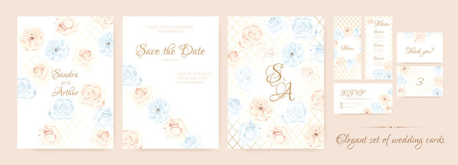 Floral Wedding Invite in Pastel Colors.