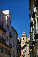 Typical architecture of a downtown street in the old city of Segovia