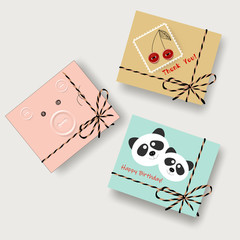 Set of cute pastel vector handmade gift boxes