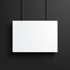 Vector Illustration White Blank Poster Frame Mock Up On Dark Black Background