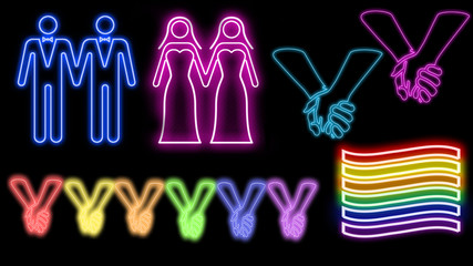 Love is love neon set