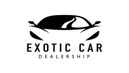 Exotic car dealership supercar logo design with concept sports vehicle icon silhouette on white background. Vector illustration