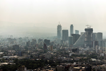 Mexico city buildings and pollution